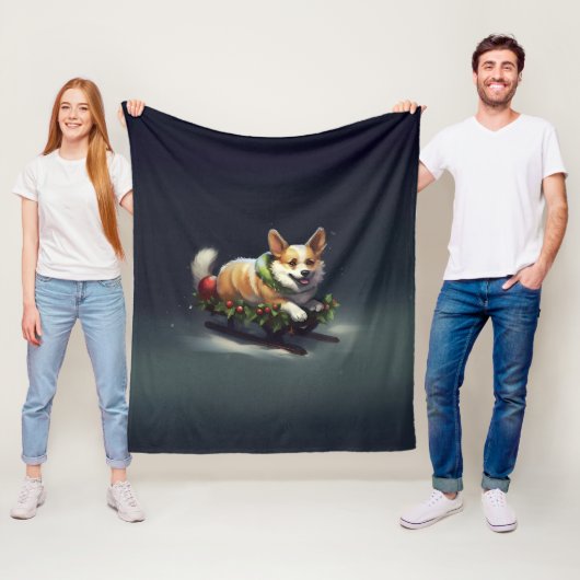 Corgi Weihnachten Schnee Winter Fleecedecke (Beispiel)