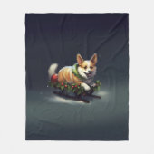 Corgi Weihnachten Schnee Winter Fleecedecke (Vorderseite)