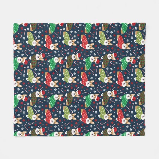 Corgi Weihnachten Sweaters Blanket Fleecedecke (Vorderseite (Horizontal))