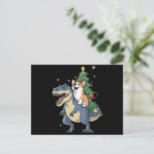 Corgi-Weihnachts-Dinosaurier-Baum Rex-Fest Xmas  Feiertagspostkarte