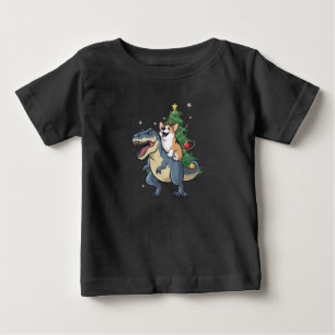 Corgi Weihnachts-Dinosaurier-Baum Rex Urlaub Xmas Baby T-shirt