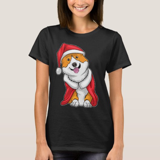 Corgi Weihnachts-Weihnachtsmannmütze T-Shirt (Vorderseite)