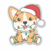 Corgi Weihnachts-Wintertiere Hund Aufkleber (Vorderseite)
