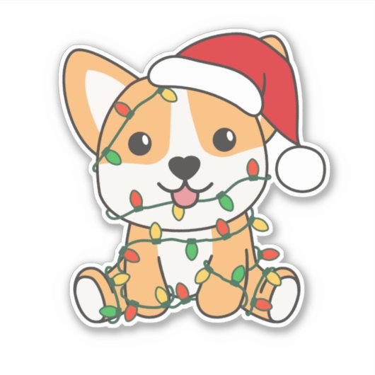 Corgi Weihnachts-Wintertiere Hund Aufkleber (Vorderseite)