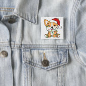 Corgi Weihnachts-Wintertiere Hund Button (Beispiel)