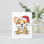 Corgi Weihnachts-Wintertiere Hund Postkarte (Stehend Vorderseite)