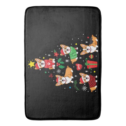 Corgi Weihnachtsbaum Badematte (Vorderseite Vertikal)