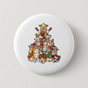 Corgi Weihnachtsbaum Dog Santa Merry Corgmas Xmas Button
