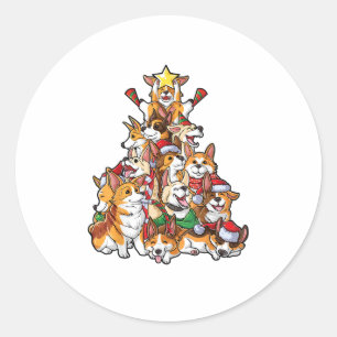 Corgi Weihnachtsbaum Dog Santa Merry Corgmas Xmas Runder Aufkleber