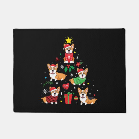 Corgi Weihnachtsbaum Fußmatte (Vorderseite)