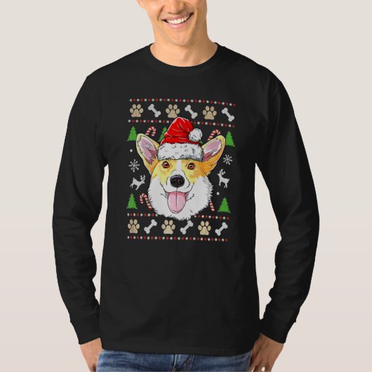 Corgi Weihnachtsbaum Lichter Weihnachten Weihnacht T-Shirt (Vorderseite)