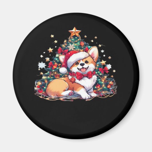 Corgi Weihnachtsbaum Oversifizierter T - Shirt Magnet (Vorne)