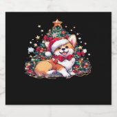 Corgi Weihnachtsbaum Oversifizierter T - Shirt Schaumweinetikett (Einzelnes Label)