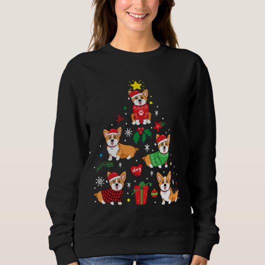 Corgi Weihnachtsbaum Sweatshirt (Vorderseite)