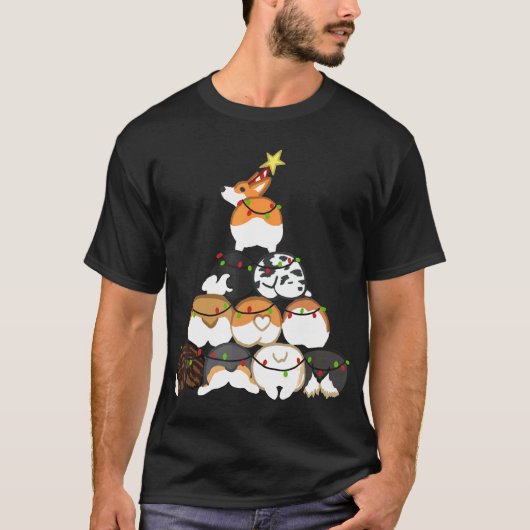 Corgi-Weihnachtsbaum T-Shirt (Vorderseite)