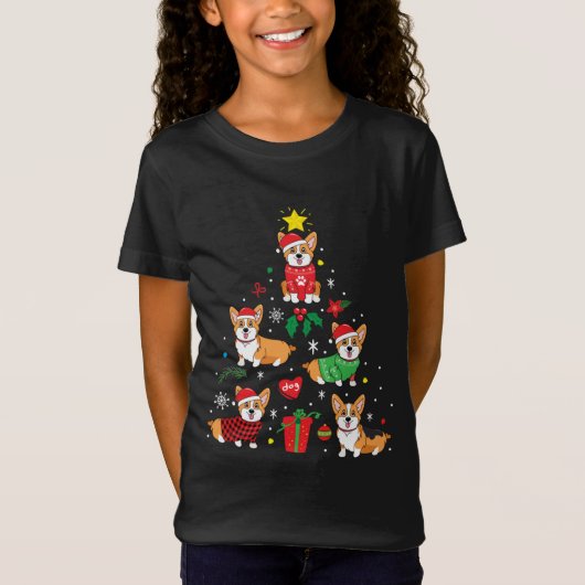 Corgi Weihnachtsbaum T-Shirt (Vorderseite)