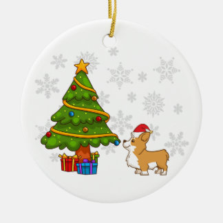 Corgi-Weihnachtsbaum-Verzierung Keramikornament