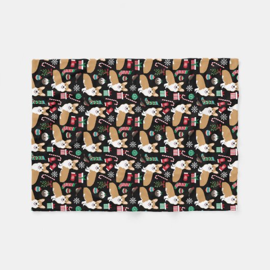 Corgi Weihnachtsblankt Fleecedecke (Vorderseite (Horizontal))