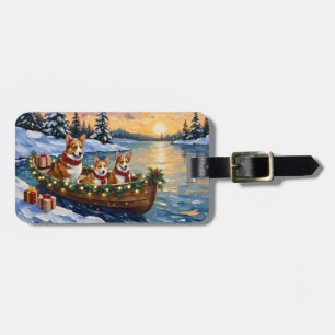 Corgi-Weihnachtsboot-Feiertag Gepäckanhänger