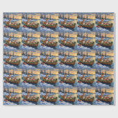 Corgi-Weihnachtsboot-Feiertag Geschenkpapier (Flach)