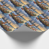 Corgi-Weihnachtsboot-Feiertag Geschenkpapier (Ecke)