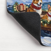 Corgi-Weihnachtsboot-Feiertag Mousepad (Ecke)