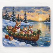 Corgi-Weihnachtsboot-Feiertag Mousepad (Vorne)