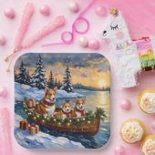 Corgi Weihnachtsboot Urlaub Pappteller (Party)