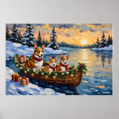 Corgi Weihnachtsboot Urlaub Poster (Vorne)