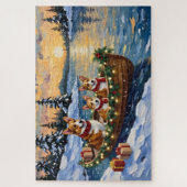 Corgi Weihnachtsboot Urlaub Puzzle (Vertikal)