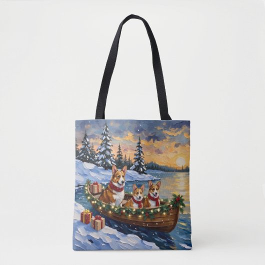 Corgi Weihnachtsboot Urlaub Tasche (Vorderseite)