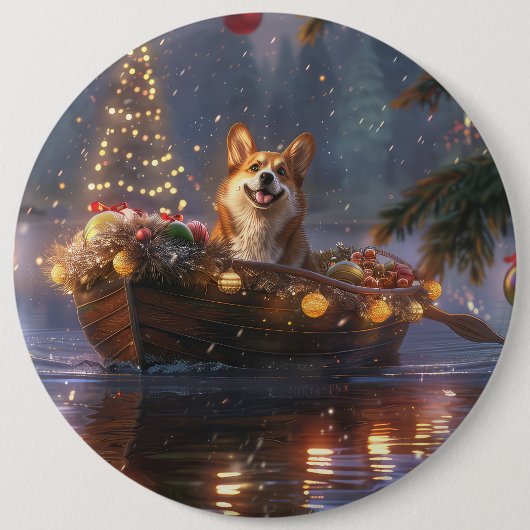 Corgi Weihnachtsfeiertage Button (Vorderseite)