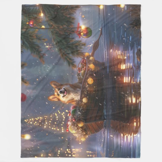 Corgi Weihnachtsfeiertage Fleecedecke (Vorderseite)