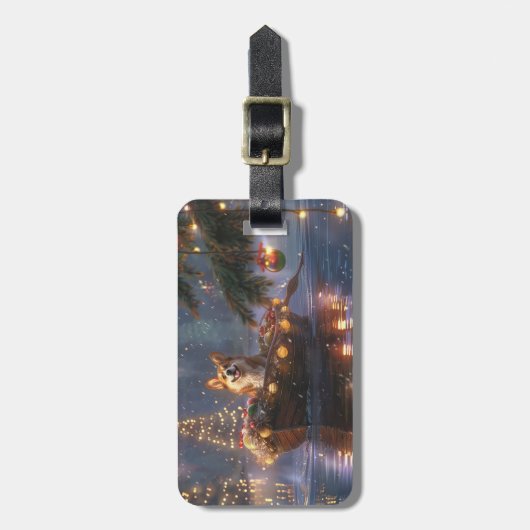 Corgi Weihnachtsfeiertage Gepäckanhänger (Vorderseite vertikal)