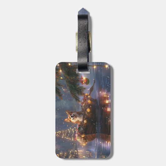 Corgi Weihnachtsfeiertage Gepäckanhänger (Rückseite vertikal)