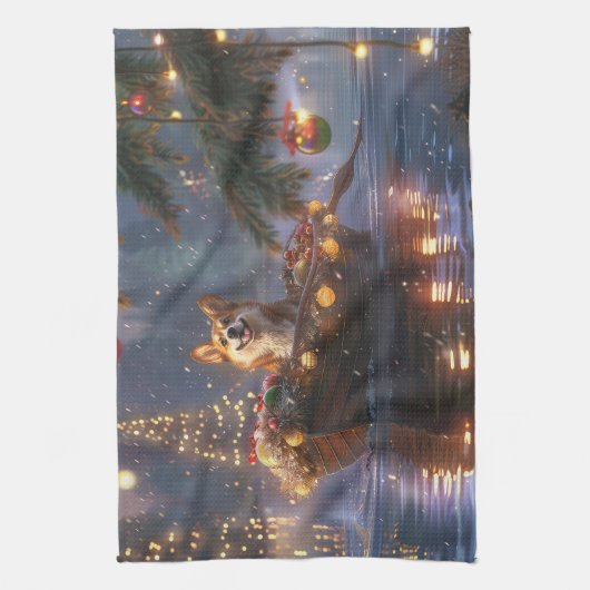 Corgi Weihnachtsfeiertage Geschirrtuch (Vertikal)