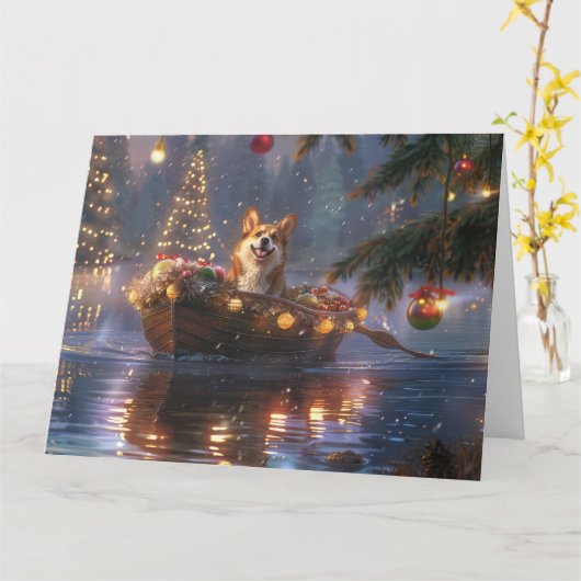 Corgi Weihnachtsfeiertage Karte (Gelbe Blume)