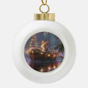 Corgi Weihnachtsfeiertage Keramik Kugel-Ornament