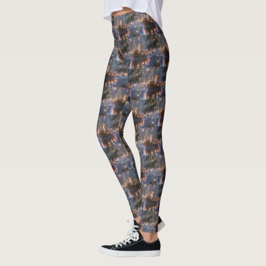 Corgi Weihnachtsfeiertage Leggings (Links)