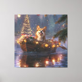 Corgi Weihnachtsfeiertage Leinwanddruck (Vorderseite)