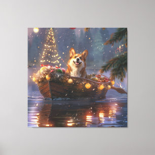 Corgi Weihnachtsfeiertage Leinwanddruck