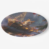 Corgi Weihnachtsfeiertage Pappteller (Schrägansicht)