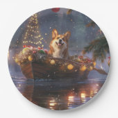 Corgi Weihnachtsfeiertage Pappteller (Vorderseite)