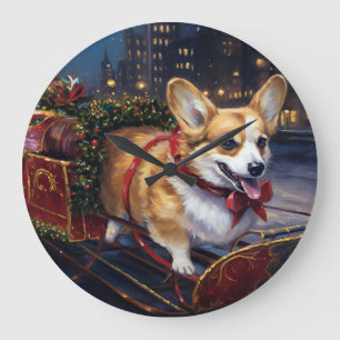Corgi Weihnachtsfestive Saison Große Wanduhr