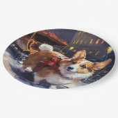 Corgi Weihnachtsfestliche Jahreszeit Pappteller (Schrägansicht)