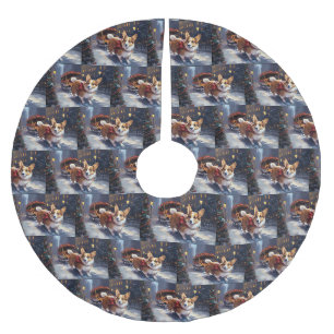 Corgi Weihnachtsfestliche Jahreszeit Polyester Weihnachtsbaumdecke