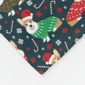 Corgi Weihnachtsflocken - Weihnachtscreme Fleecedecke (Ecke)