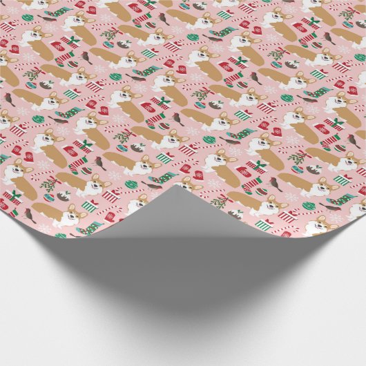 Corgi Weihnachtsgeschenk Wrap Geschenkpapier (Ecke)