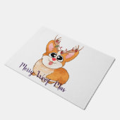 Corgi, Weihnachtshund, Funny Cartoon Fußmatte (Schrägansicht)