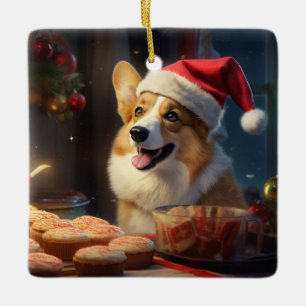 Corgi Weihnachtskost Feiertag Keramikornament